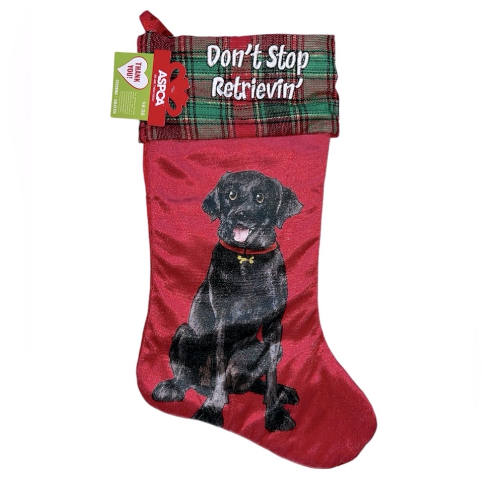 Black Labrador Retriever "Don't Stop Retrievin'" Christmas Stocking
